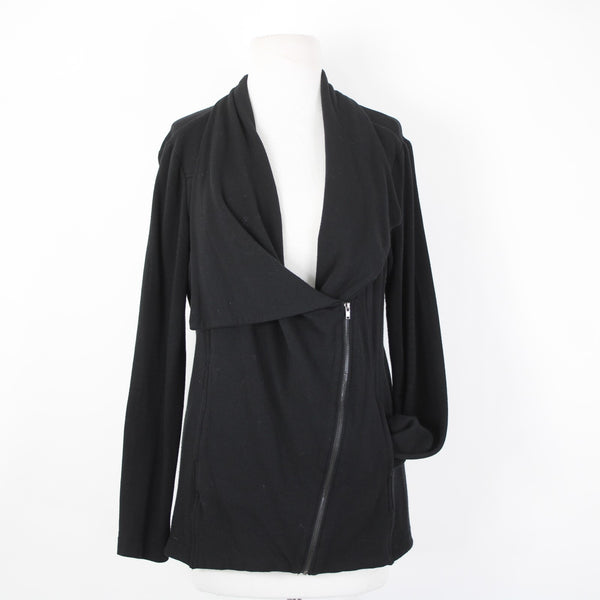 H By Bordeaux Sz  S? Black Zipper Pockets Draped Collar Polyester Casual Jacket