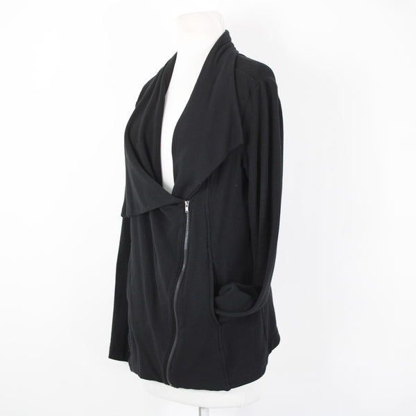H By Bordeaux Sz  S? Black Zipper Pockets Draped Collar Polyester Casual Jacket