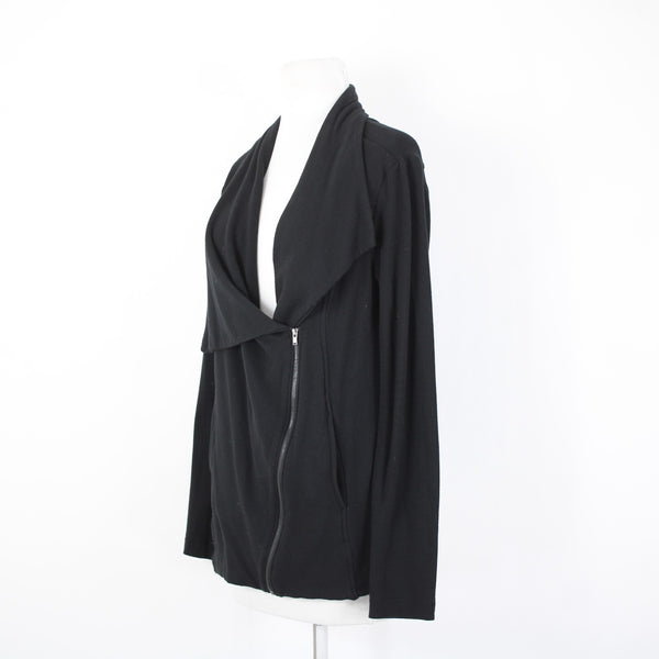 H By Bordeaux Sz  S? Black Zipper Pockets Draped Collar Polyester Casual Jacket