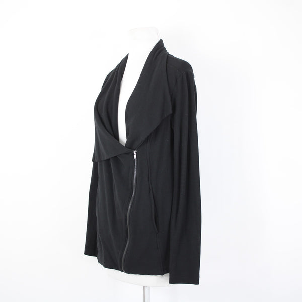 H By Bordeaux Sz  S? Black Zipper Pockets Draped Collar Polyester Casual Jacket