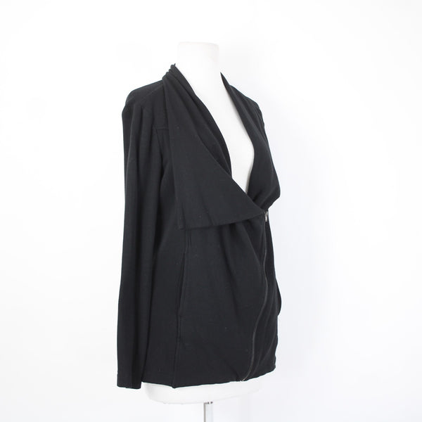 H By Bordeaux Sz  S? Black Zipper Pockets Draped Collar Polyester Casual Jacket