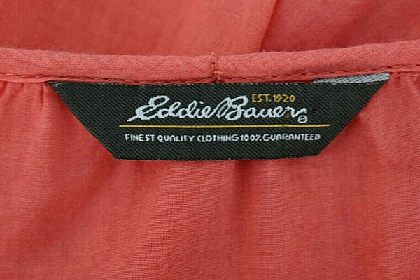 Eddie Bauer Sz XS Coral Tie Peasant Neckline Split Sides 100% Cotton Top
