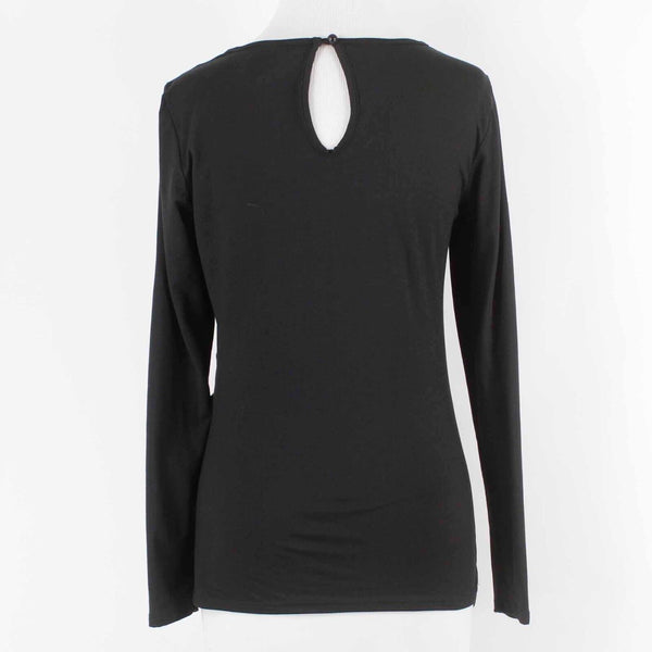 Libian Sz 0X Grande Black Keyhole Faux Wrap Asymmetric Poly Spandex Knit Top