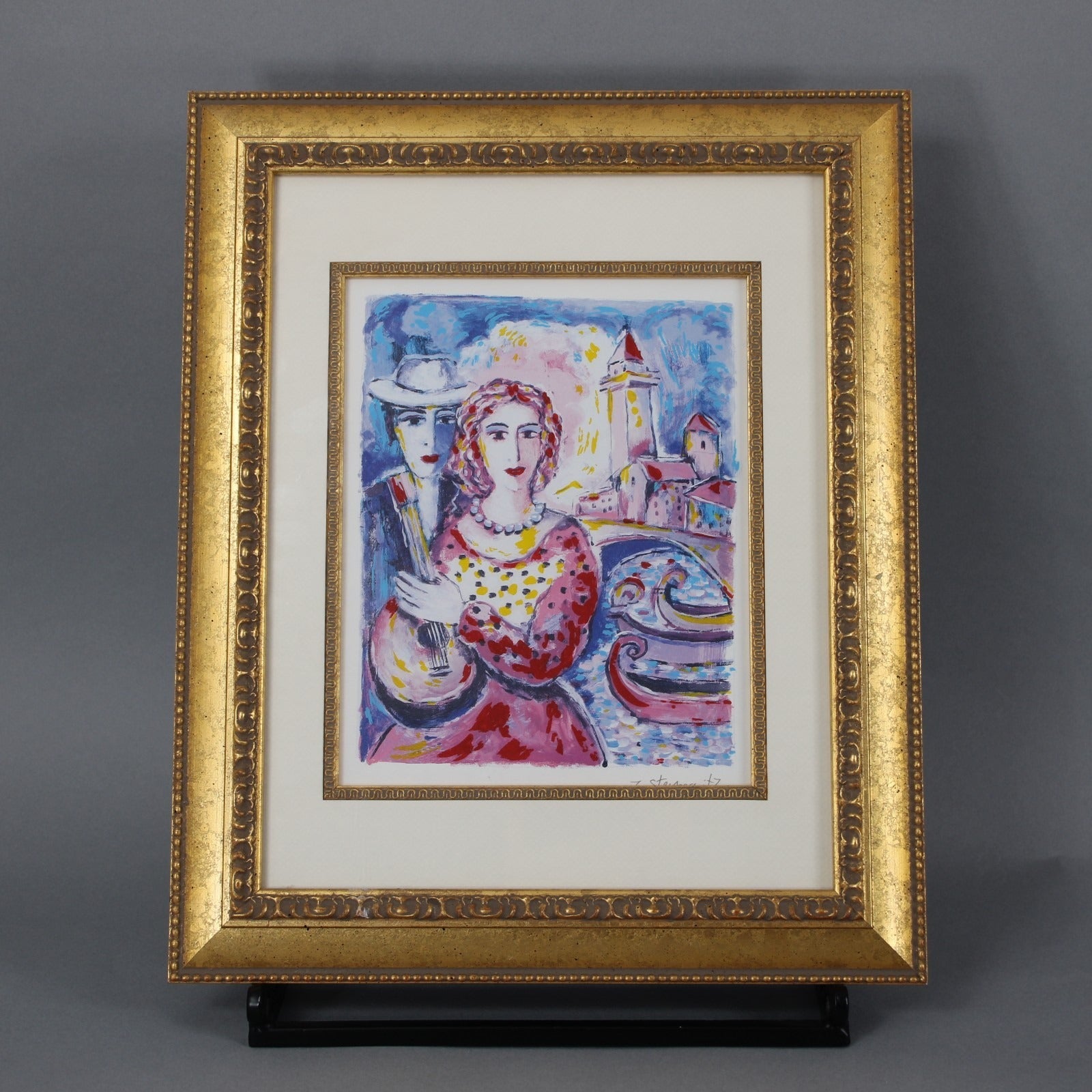 Zamy Steynovitz Beauty and Beau 1999 7.25" x 9" in 14" x 17" COA Framed Picture