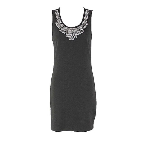 Forever 21 NEW Sz S Black Rhinestone Neckline Rayon Poly Blend Dress