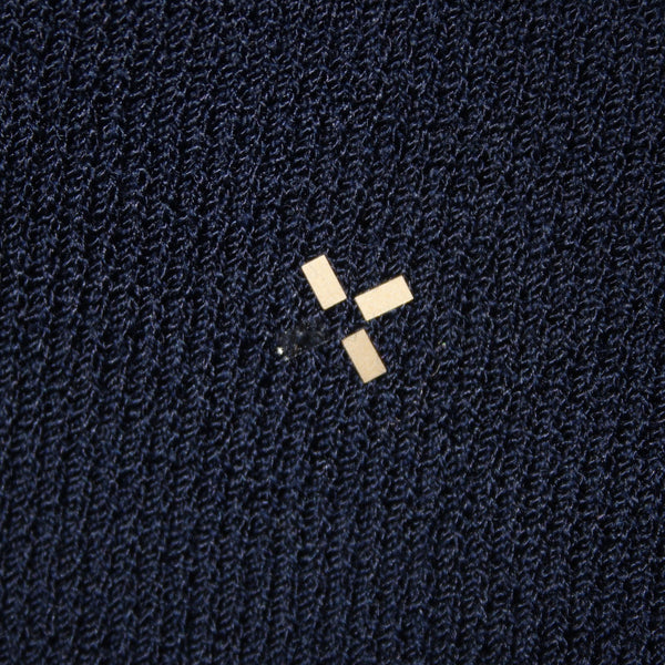 St John Top Sz M Navy Blue Gold Paillettes Santana Knit AS IS Top