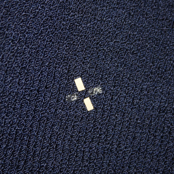 St John Top Sz M Navy Blue Gold Paillettes Santana Knit AS IS Top