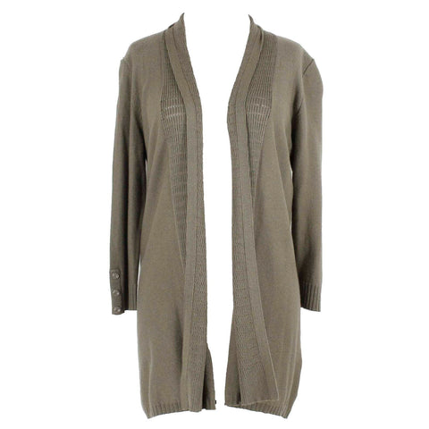 New York & Company NEW $50 Sz M Olive Green Cotton Rayon Nylon Wrap Sweater