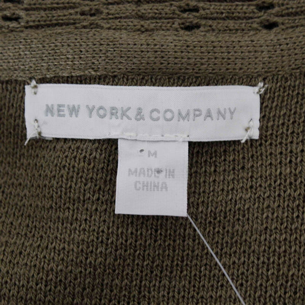 New York & Company NEW $50 Sz M Olive Green Cotton Rayon Nylon Wrap Sweater
