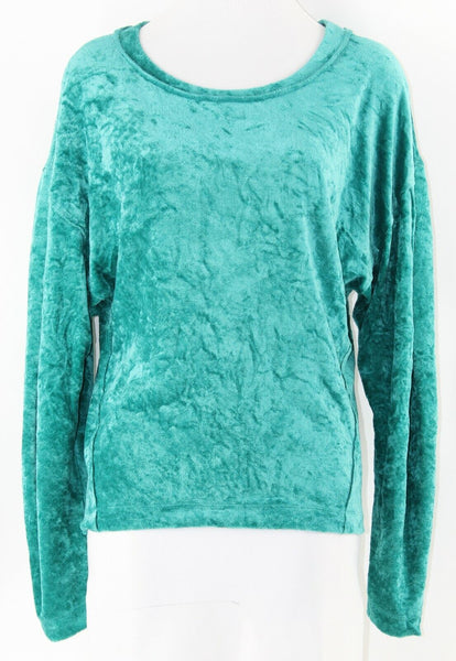 We The Free XS Aqua Crushed Velour Polyester Rayon Top