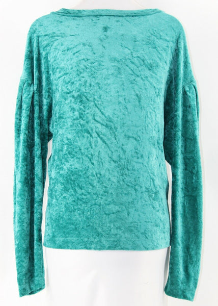 We The Free XS Aqua Crushed Velour Polyester Rayon Top