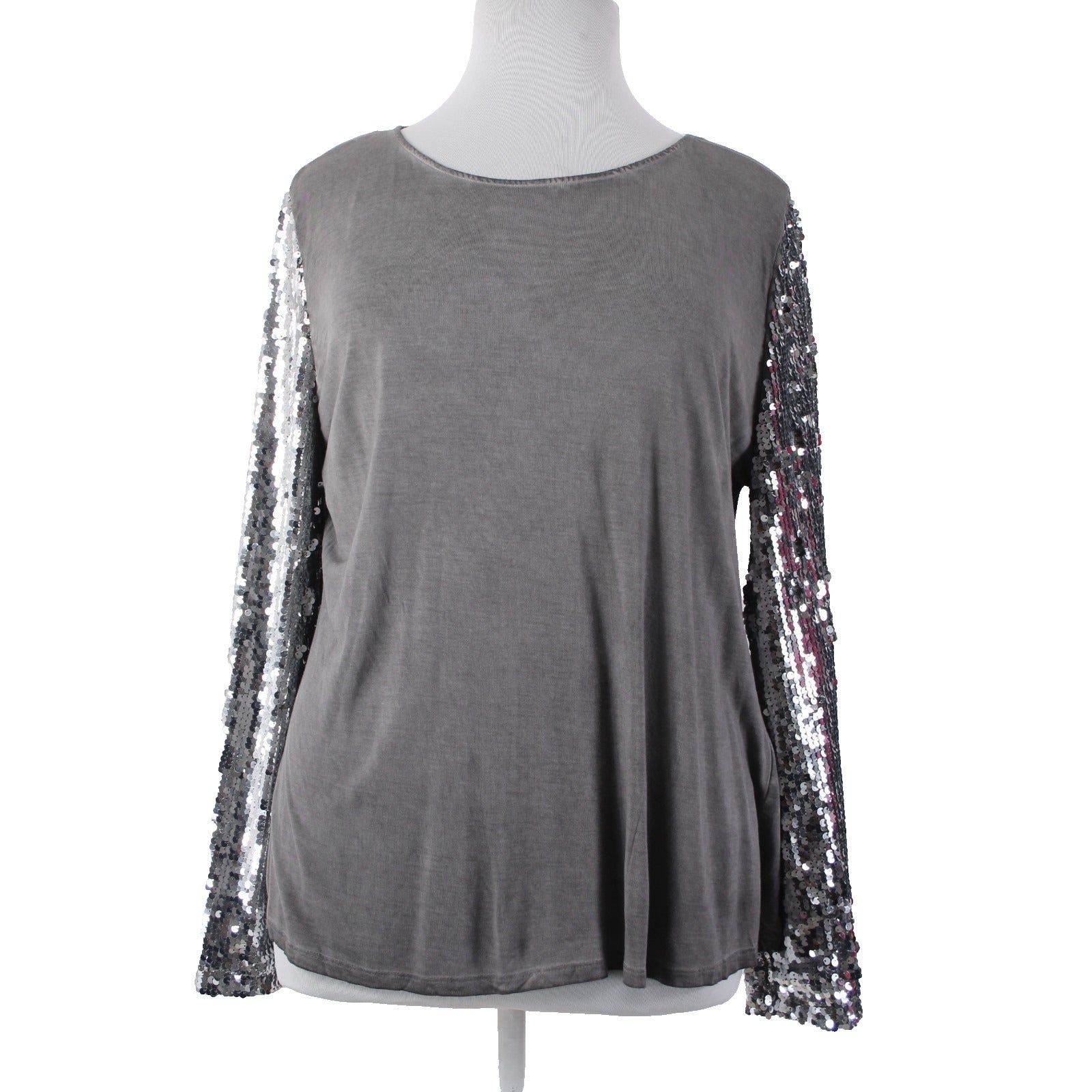 INC Top NEW $70 Glam Dc Sz XXL New Grey Knight Silver Sequin 100% Rayon Top