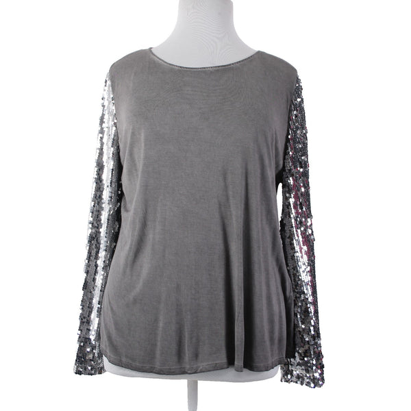 INC Top NEW $70 Glam Dc Sz XXL New Grey Knight Silver Sequin 100% Rayon Top