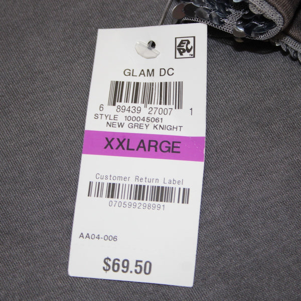 INC Top NEW $70 Glam Dc Sz XXL New Grey Knight Silver Sequin 100% Rayon Top