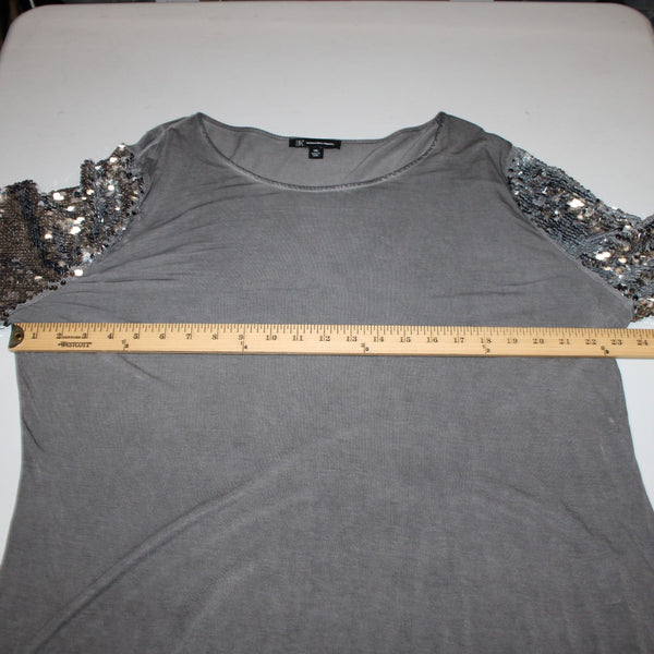 INC Top NEW $70 Glam Dc Sz XXL New Grey Knight Silver Sequin 100% Rayon Top