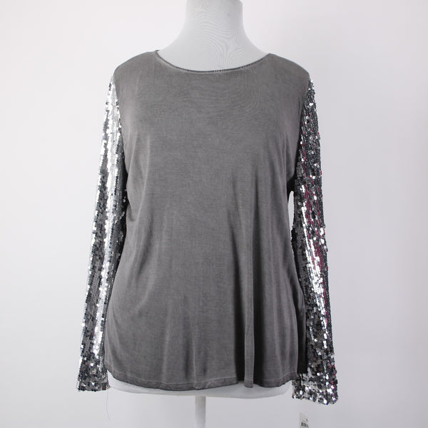 INC Top NEW $70 Glam Dc Sz XXL New Grey Knight Silver Sequin 100% Rayon Top