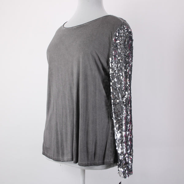 INC Top NEW $70 Glam Dc Sz XXL New Grey Knight Silver Sequin 100% Rayon Top