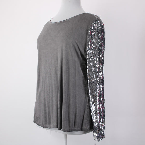 INC Top NEW $70 Glam Dc Sz XXL New Grey Knight Silver Sequin 100% Rayon Top