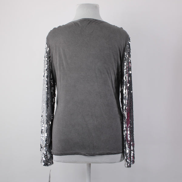INC Top NEW $70 Glam Dc Sz XXL New Grey Knight Silver Sequin 100% Rayon Top