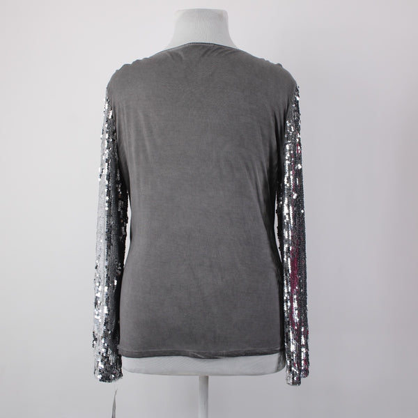 INC Top NEW $70 Glam Dc Sz XXL New Grey Knight Silver Sequin 100% Rayon Top