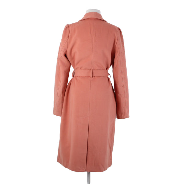 Venus Sz 8 Pink Rhinestone On Sleeves Belted Pockets Shell Fabric Polyester Coat
