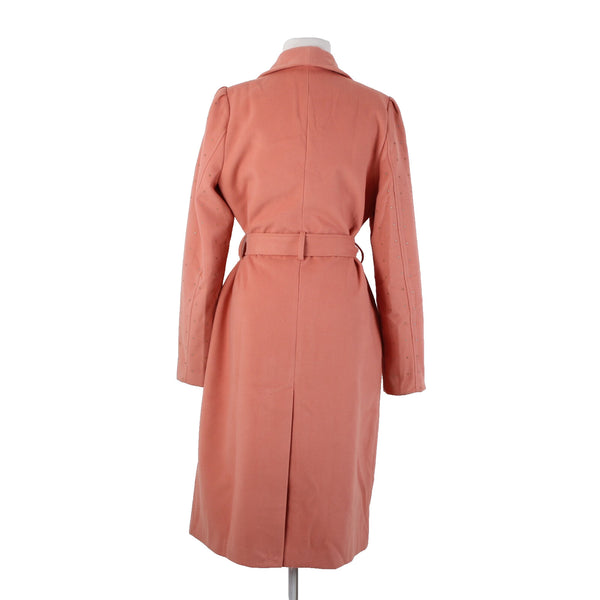 Venus Sz 8 Pink Rhinestone On Sleeves Belted Pockets Shell Fabric Polyester Coat