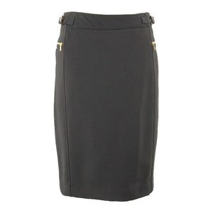 Carol Vee NEW 6 Black Gold Metal Detail Rayon Poly Spandex Straight Skirt