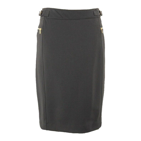 Carol Vee NEW 6 Black Gold Metal Detail Rayon Poly Spandex Straight Skirt