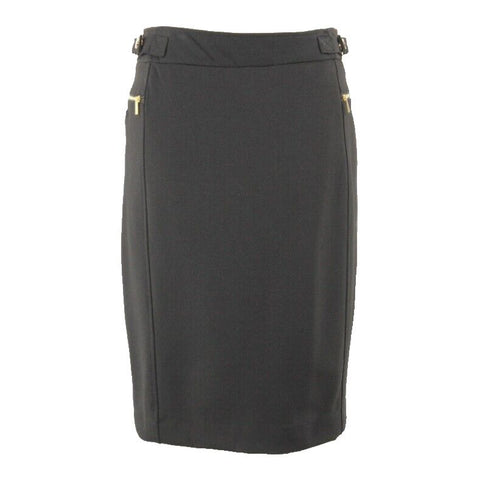 Carol Vee NEW 6 Black Gold Metal Detail Rayon Poly Spandex Straight Skirt