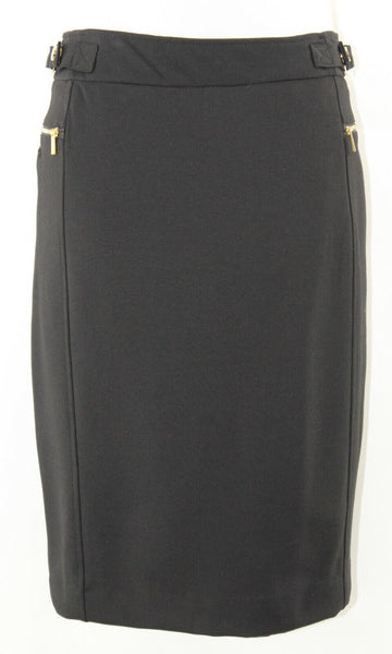 Carol Vee NEW 6 Black Gold Metal Detail Rayon Poly Spandex Straight Skirt