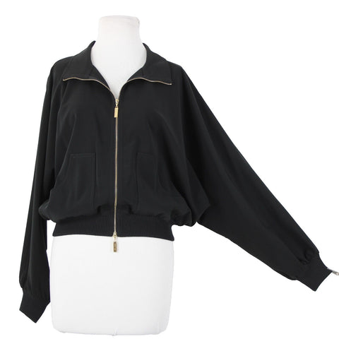 St John Sz S Black Gold Hardware Pockets Poly Spandex Wool Rayon Jacket
