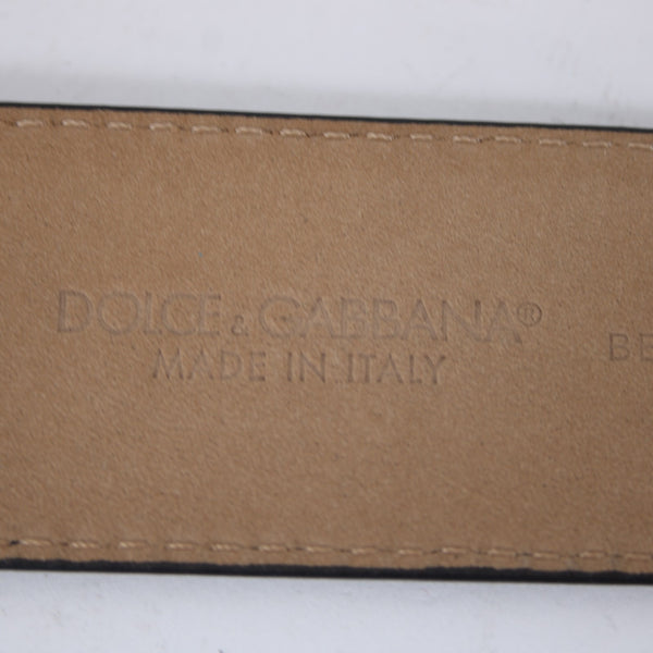 Dolce Gabbana BE1322 90 CM 36 Inch Rhinestone Encrusted Logo Buckle Lizard Belt