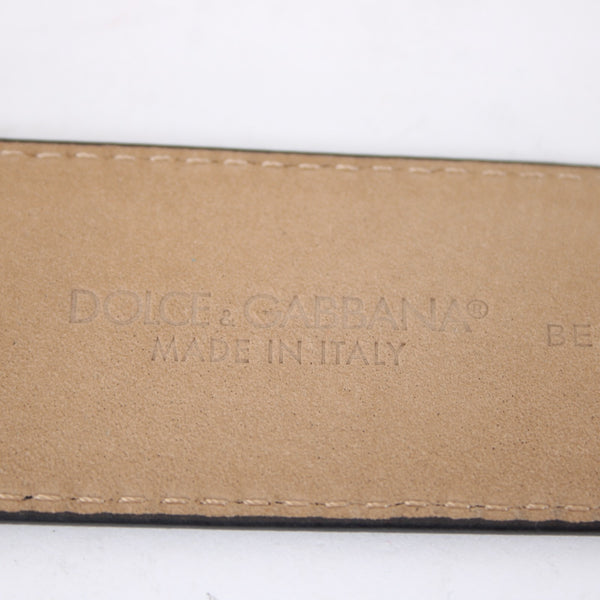 Dolce Gabbana BE1322 90 CM 36 Inch Rhinestone Encrusted Logo Buckle Lizard Belt