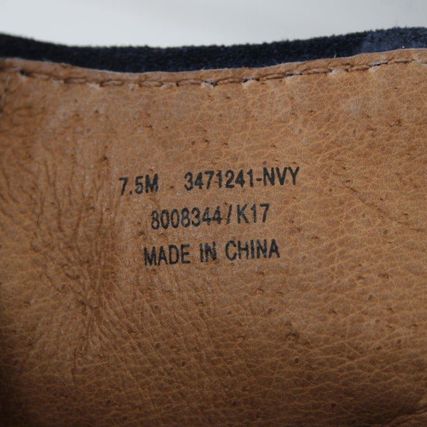 Frye Sz 7.5 M Navy Blue Open Toe Suede Upper Leather Inner 3" Wedge