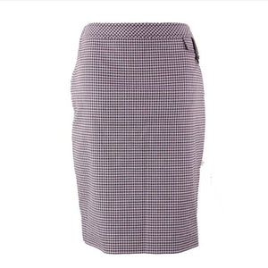 Worth NEW Sz 10 Lavender Dark Brown Leather Detail Cotton Blend Straight Skirt