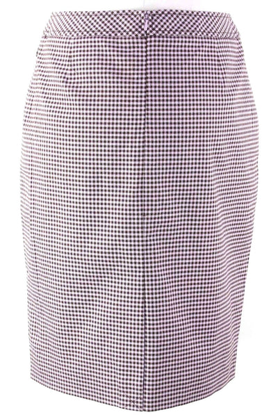 Worth NEW Sz 10 Lavender Dark Brown Leather Detail Cotton Blend Straight Skirt