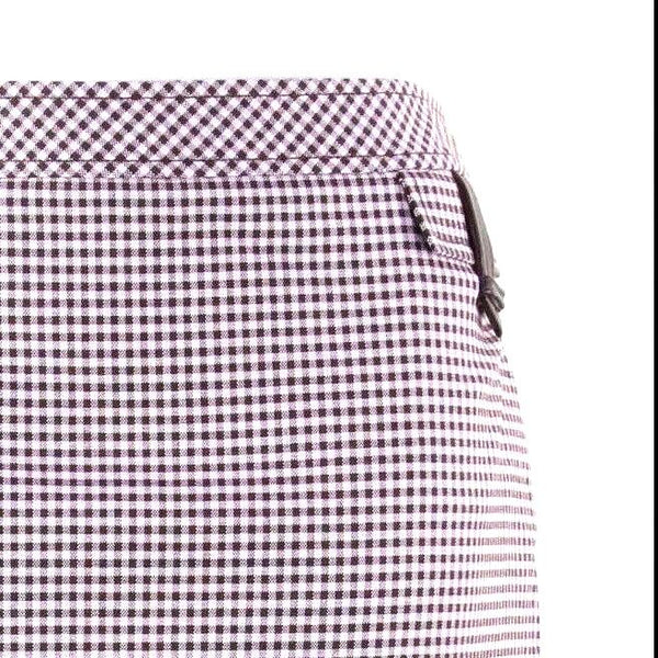Worth NEW Sz 10 Lavender Dark Brown Leather Detail Cotton Blend Straight Skirt