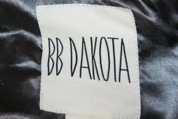 BB Dakota Sz M Black Gray Faux Fur Button Up 100% Polyester Coat