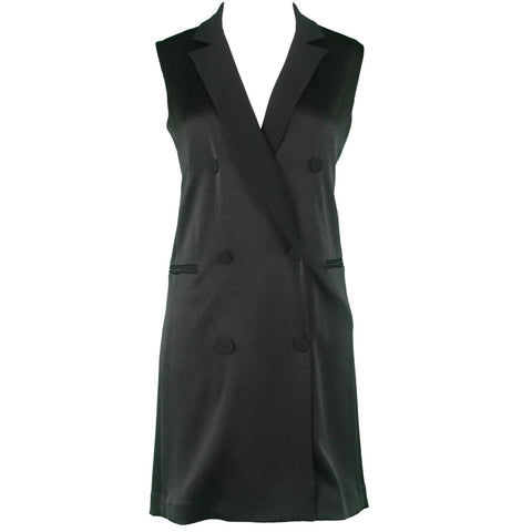 Rag Bone NEW $550 Sz 2 Black Double Breasted V Neck Triacetate Poly Woven Dress