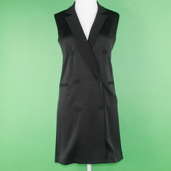 Rag Bone NEW $550 Sz 2 Black Double Breasted V Neck Triacetate Poly Woven Dress