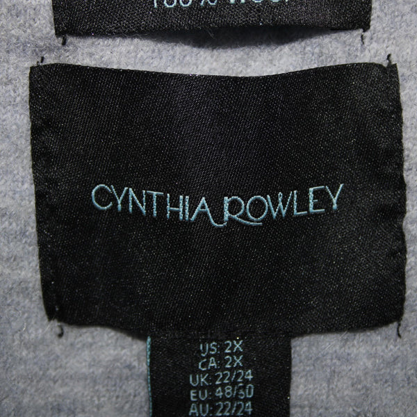 Cynthia Rowley NEW Sz 2X Light Blue Collared Pockets Unlined 100% Wool Coat