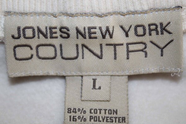 Jones New York Country NEW $54 Sz L Ivory Fleece Knit Cotton Blend Pant