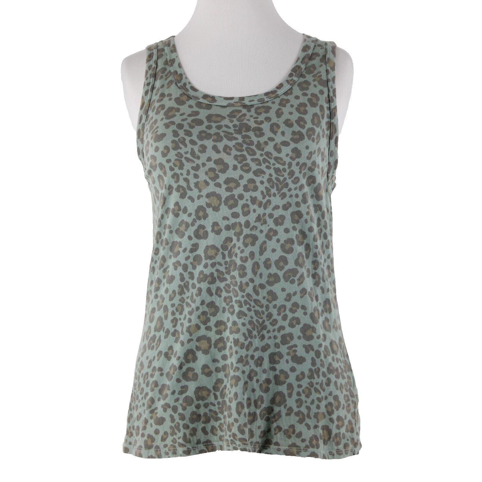 Dolan Sz XS Green Brown Animal Print Sleeveless 100% Cotton Tank Top