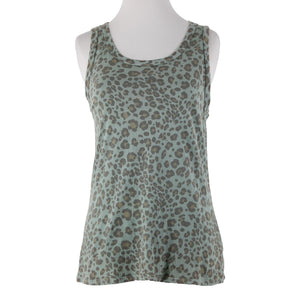 Dolan Sz XS Green Brown Animal Print Sleeveless 100% Cotton Tank Top