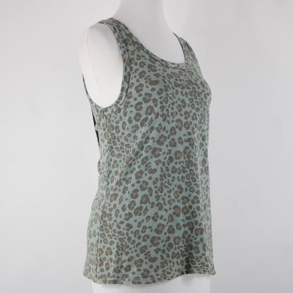 Dolan Sz XS Green Brown Animal Print Sleeveless 100% Cotton Tank Top