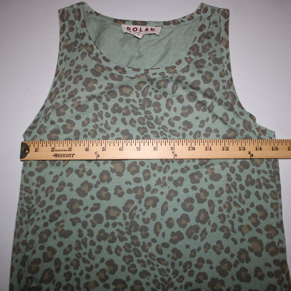 Dolan Sz XS Green Brown Animal Print Sleeveless 100% Cotton Tank Top