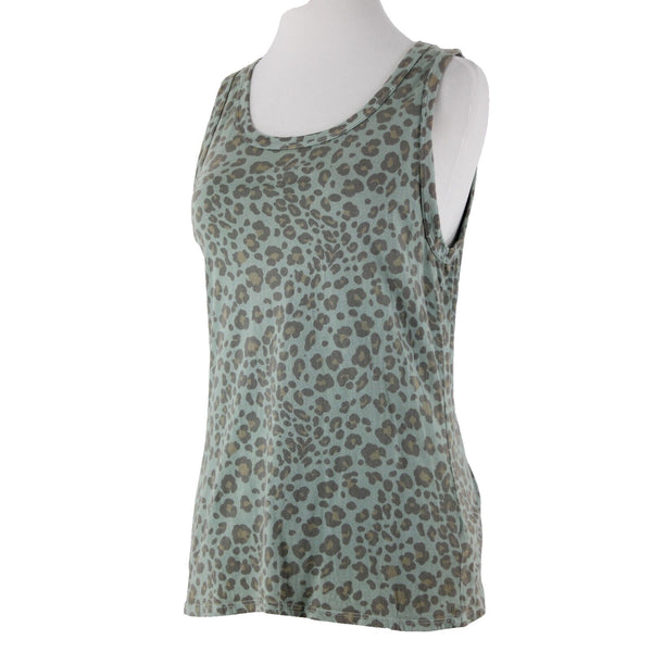 Dolan Sz XS Green Brown Animal Print Sleeveless 100% Cotton Tank Top