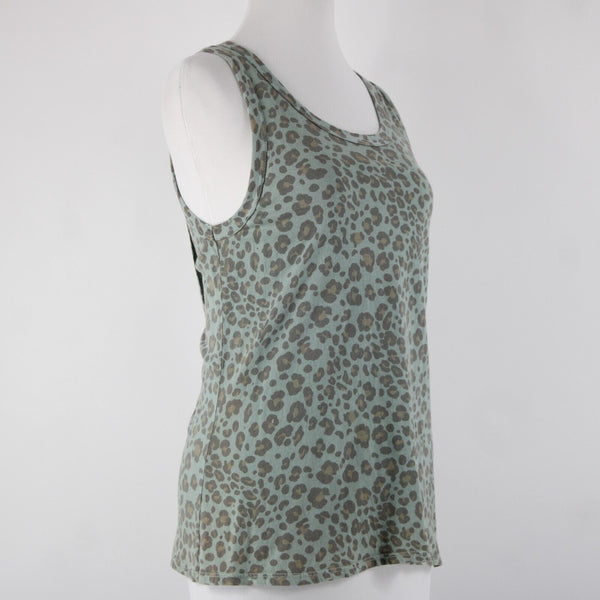 Dolan Sz XS Green Brown Animal Print Sleeveless 100% Cotton Tank Top