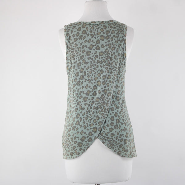 Dolan Sz XS Green Brown Animal Print Sleeveless 100% Cotton Tank Top