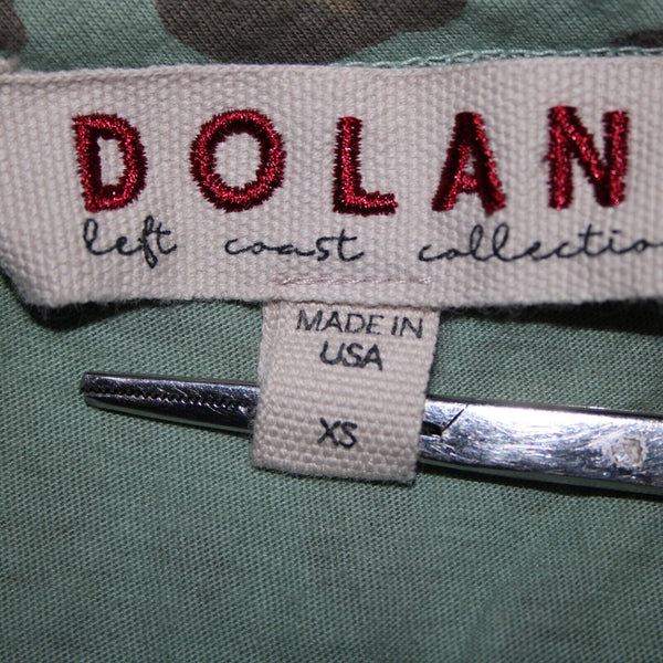 Dolan Sz XS Green Brown Animal Print Sleeveless 100% Cotton Tank Top